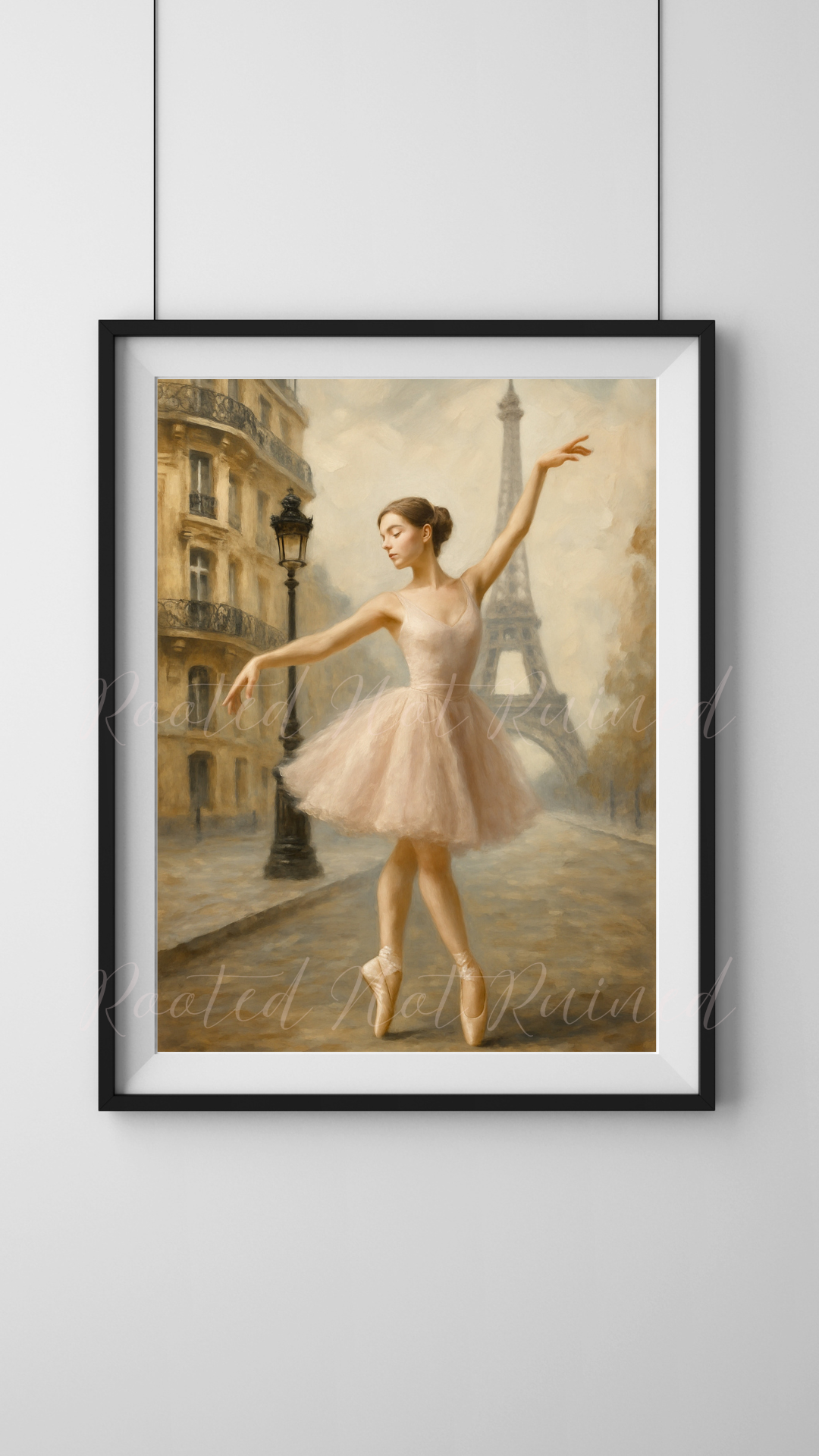 Paris Ballerina Art Print – Romantic Ballet Wall Art – Eiffel Tower Dance Painting – Feminine Fine Art for Home Decor or Gift